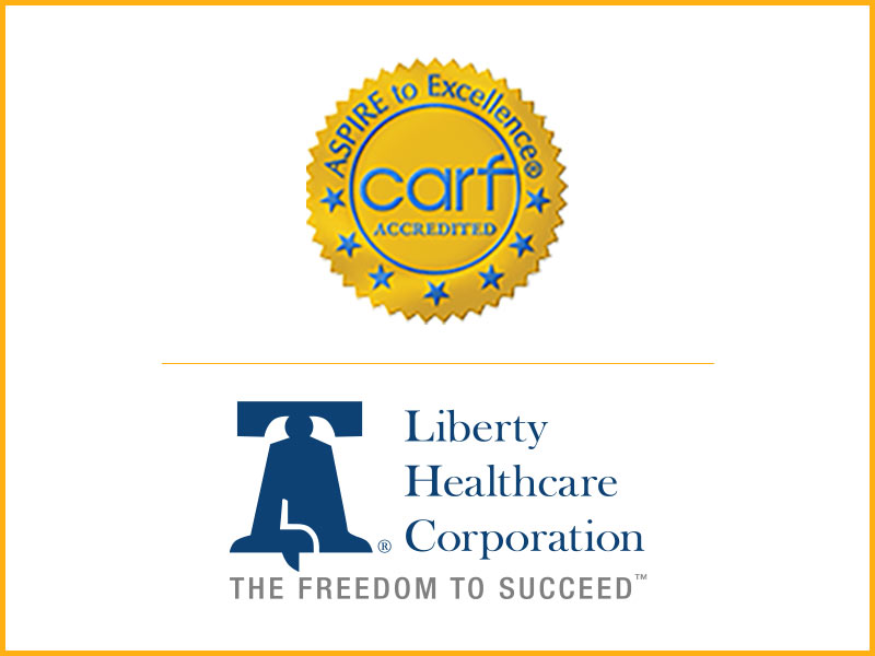 CARF International Logo and Liberty Healthcare Corporation logo